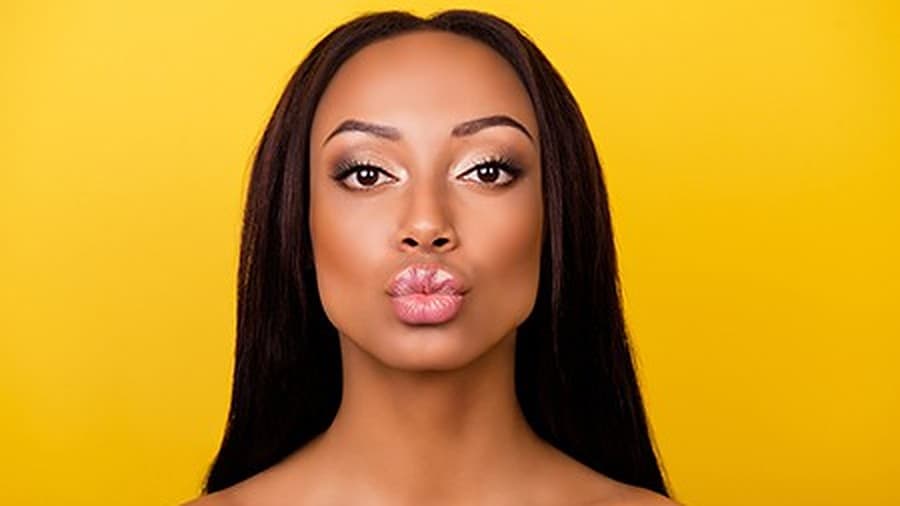 Close-up of a woman’s face and lips — dermal filler treatment areas